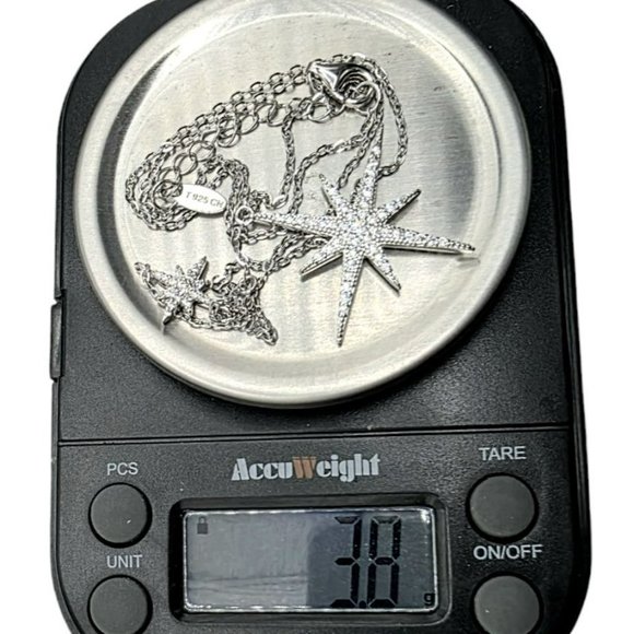 New Tocara Sterling Silver Starburst Pendant Necklace DiAmi Crystal Cluster Star - Picture 10 of 13